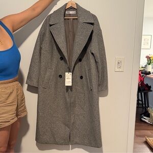 Zara Soft Oversized Coat Charcoal